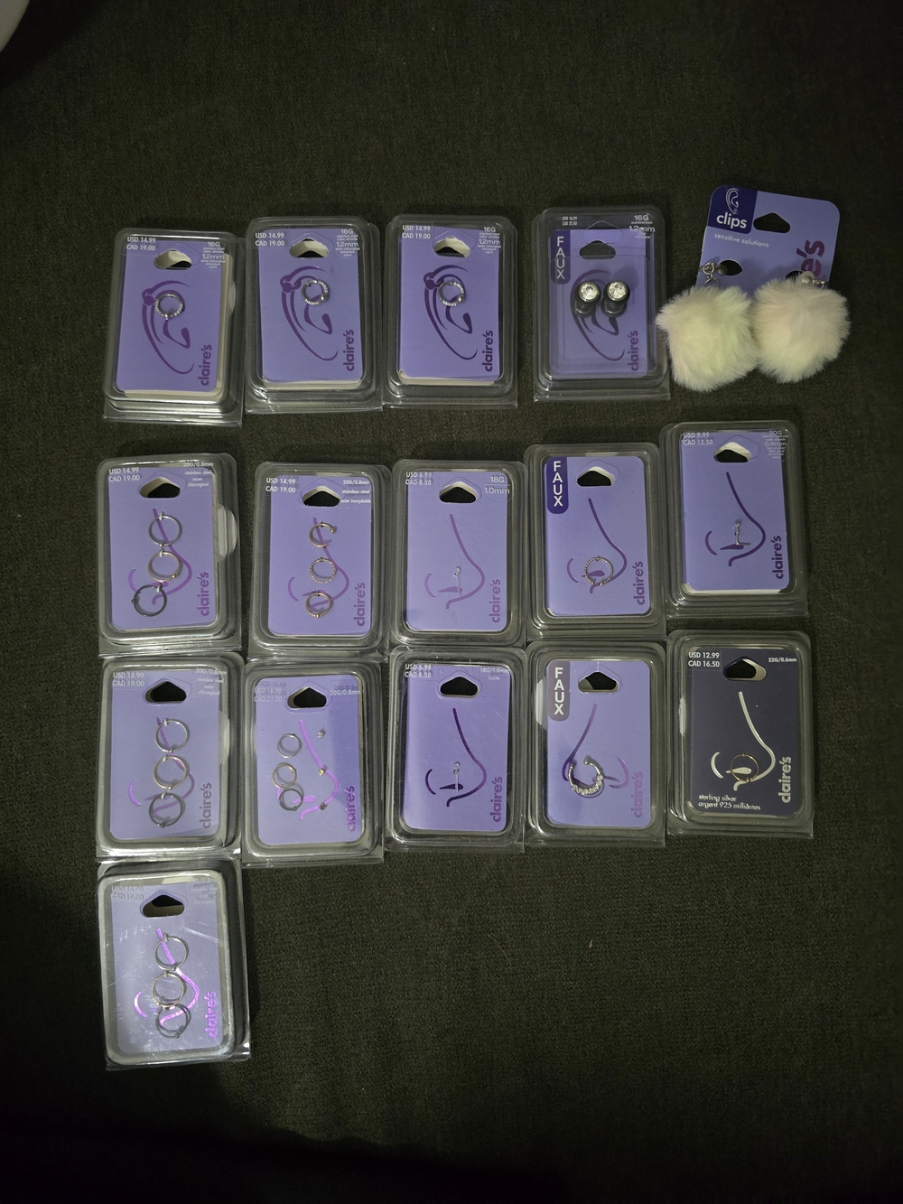 Set Of 16 Claire's Jewelry Packs